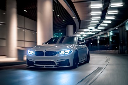BMW, BMW M3, Night, LED headlights, HD, 2K