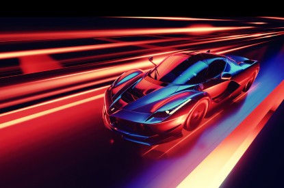 Ferrari, Supercar, Digital, Ferrari, Supercar, Digital art, Neon, HD, 2K, 4K