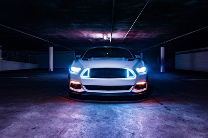 Ford, Ford Mustang, Sports car, Neon lights, HD, 2K, 4K, 5K