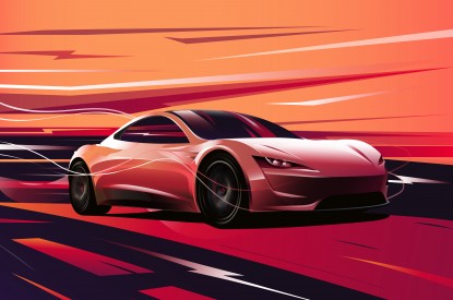 Tesla, Tesla Roadster, Artwork, HD, 2K, 4K, 5K, 8K