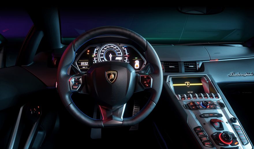 Lamborghini, Lamborghini Aventador, Cockpit, Interior, HD
