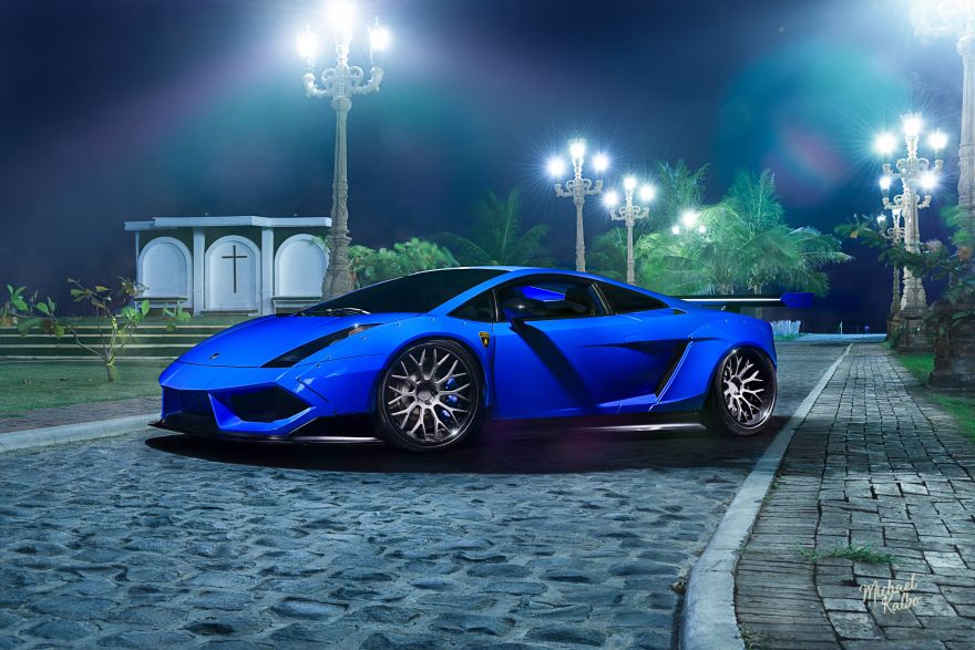 Lamborghini, Lamborghini Gallardo, Night, Blue, HD, 2K, 4K, 5K