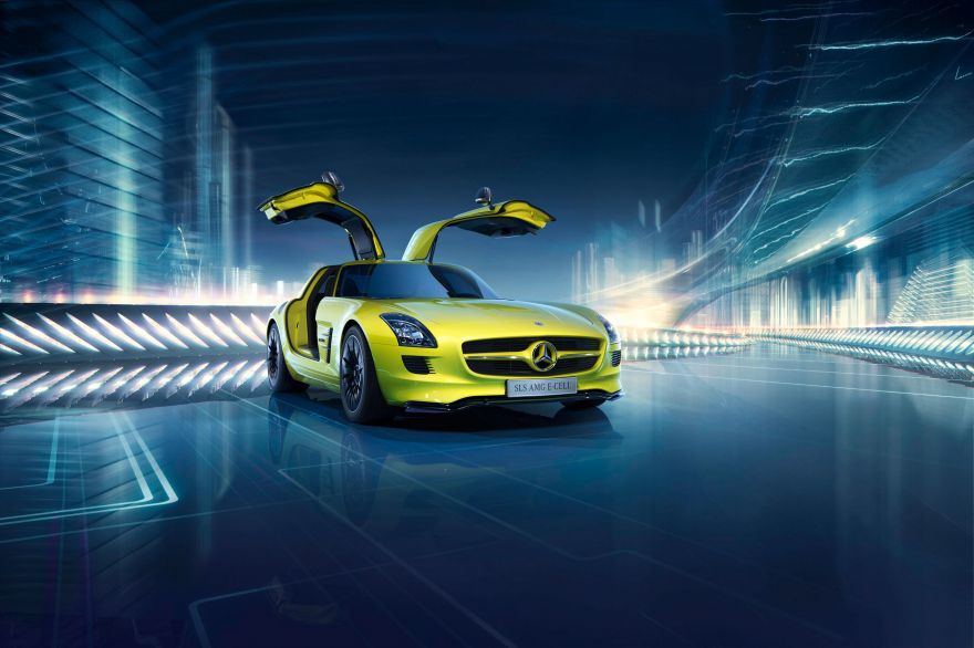 Mercedes-Benz, Mercedes-Benz SLS AMG E-Cell, Electric cars, HD, 2K